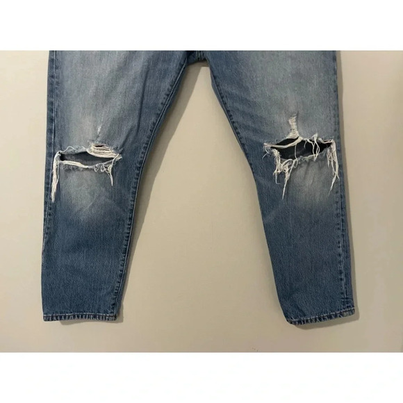 Levis 501 CT Jeans Men’s 36x27 Blue Button Fly Tapered Medium Wash Distressed - Picture 6 of 15